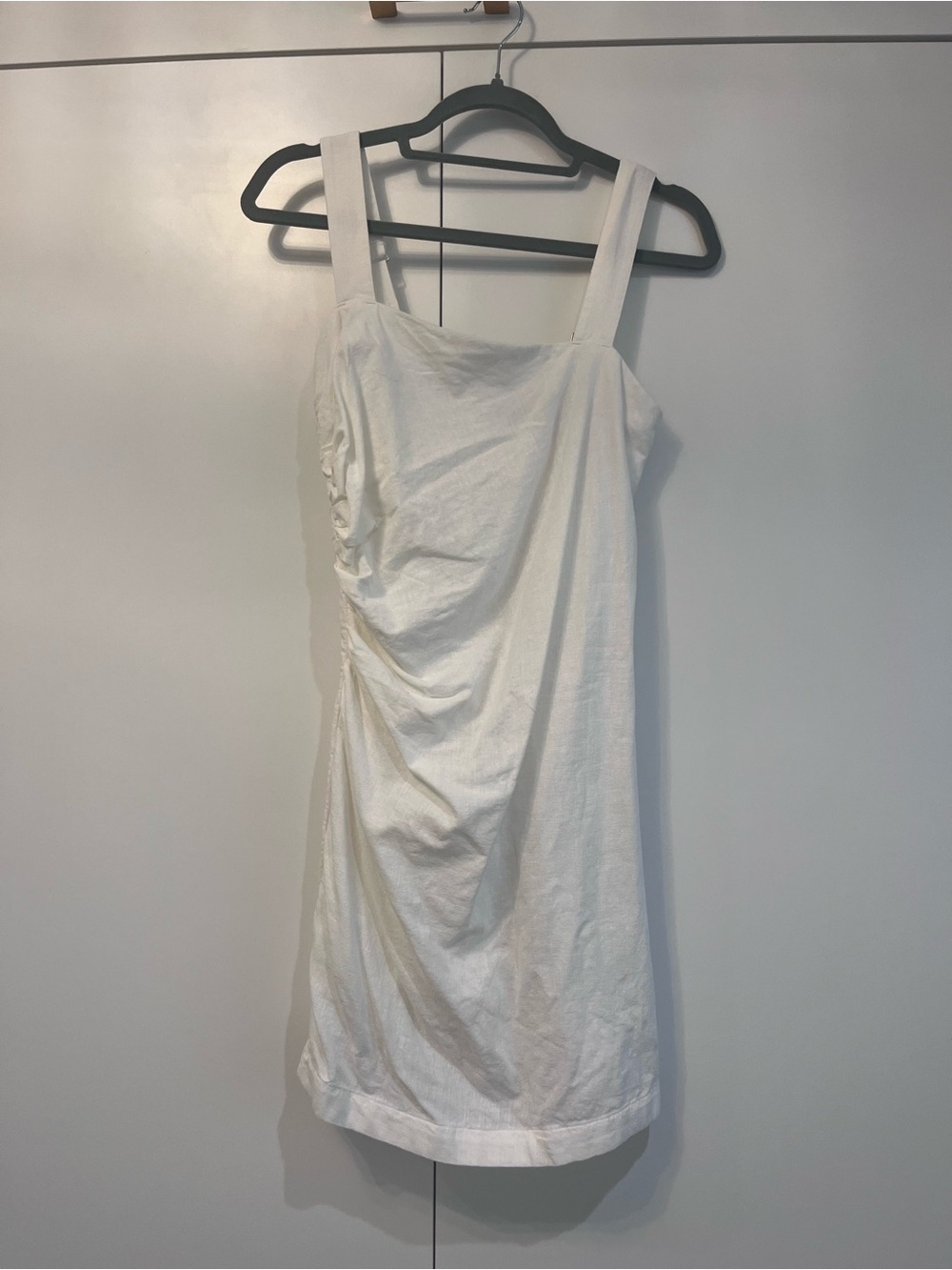Abercrombie & Fitch White Ruched Strap Mini Dress